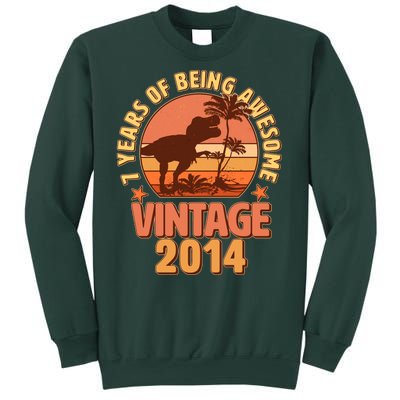 7 Years of Being Awesome Vintage 2014 Birthday T-Rex Sweatshirt