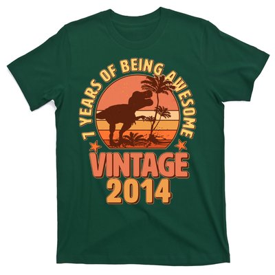 7 Years of Being Awesome Vintage 2014 Birthday T-Rex T-Shirt