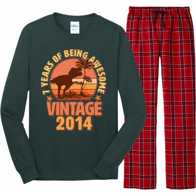 7 Years of Being Awesome Vintage 2014 Birthday T-Rex Long Sleeve Pajama Set