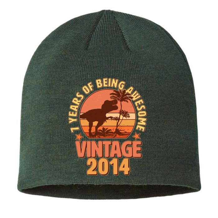 7 Years of Being Awesome Vintage 2014 Birthday T-Rex Sustainable Beanie