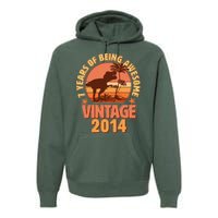 7 Years of Being Awesome Vintage 2014 Birthday T-Rex Premium Hoodie