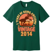 7 Years of Being Awesome Vintage 2014 Birthday T-Rex Premium T-Shirt