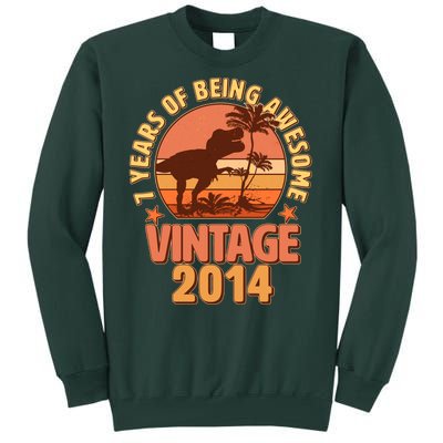 7 Years of Being Awesome Vintage 2014 Birthday T-Rex Tall Sweatshirt