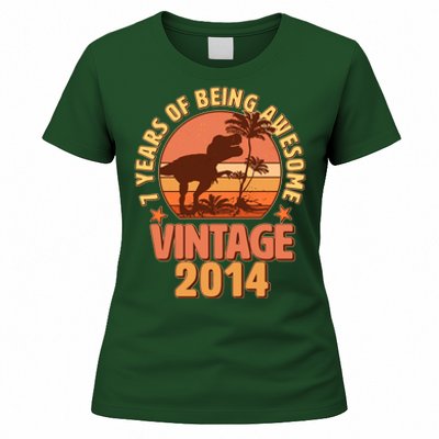 7 Years of Being Awesome Vintage 2014 Birthday T-Rex Women's T-Shirt