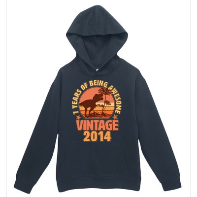 7 Years of Being Awesome Vintage 2014 Birthday T-Rex Urban Pullover Hoodie