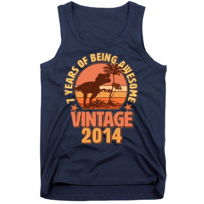 7 Years of Being Awesome Vintage 2014 Birthday T-Rex Tank Top