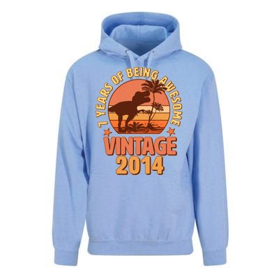 7 Years of Being Awesome Vintage 2014 Birthday T-Rex Unisex Surf Hoodie