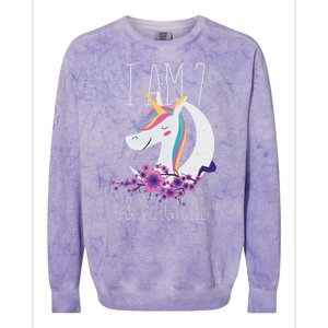 7 Years Old Unicorn Colorblast Crewneck Sweatshirt