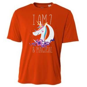 7 Years Old Unicorn Cooling Performance Crew T-Shirt