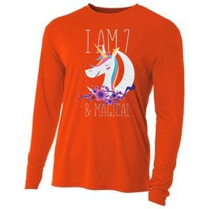 7 Years Old Unicorn Cooling Performance Long Sleeve Crew