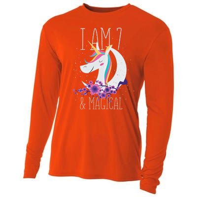 7 Years Old Unicorn Cooling Performance Long Sleeve Crew