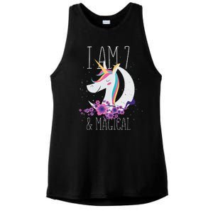 7 Years Old Unicorn Ladies PosiCharge Tri-Blend Wicking Tank