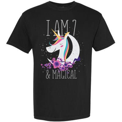 7 Years Old Unicorn Garment-Dyed Heavyweight T-Shirt