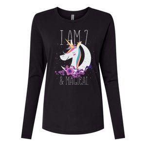 7 Years Old Unicorn Womens Cotton Relaxed Long Sleeve T-Shirt