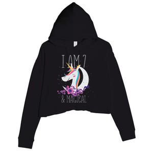 7 Years Old Unicorn Crop Fleece Hoodie