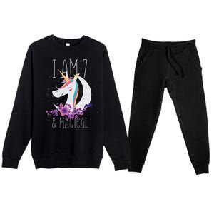 7 Years Old Unicorn Premium Crewneck Sweatsuit Set