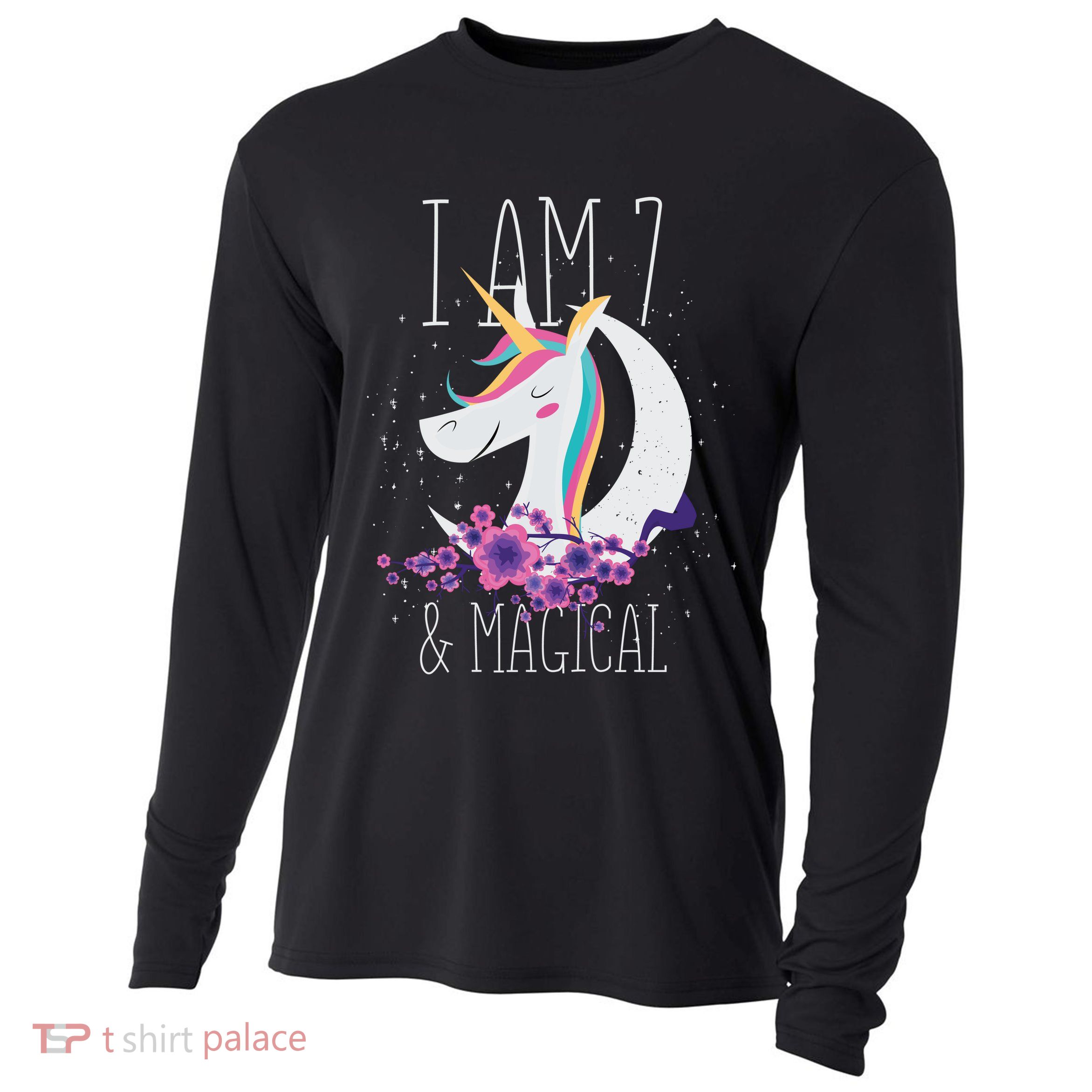 7 Years Old Unicorn Cooling Performance Long Sleeve Crew