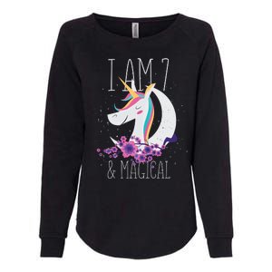 7 Years Old Unicorn Womens California Wash Sweatshirt