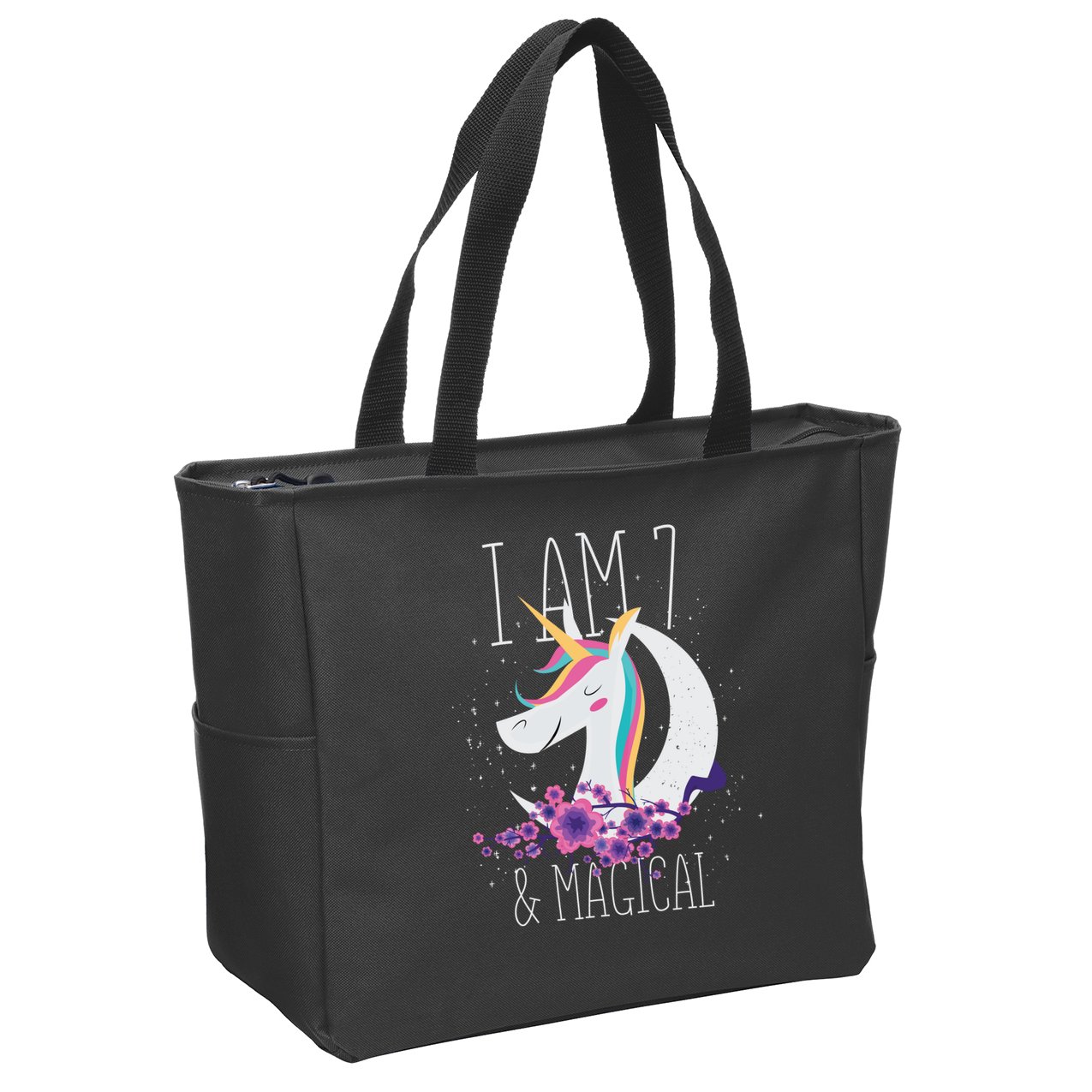 7 Years Old Unicorn Zip Tote Bag