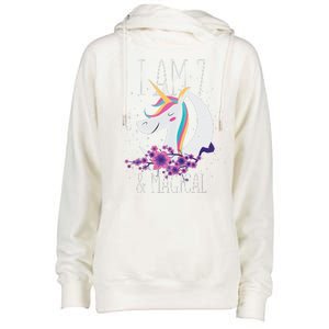 7 Years Old Unicorn Womens Funnel Neck Pullover Hood