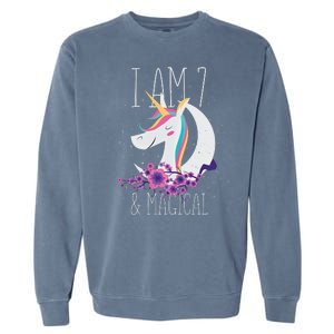 7 Years Old Unicorn Garment-Dyed Sweatshirt