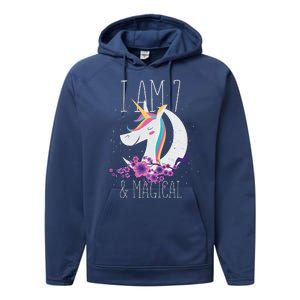 7 Years Old Unicorn Performance Fleece Hoodie