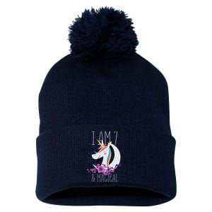 7 Years Old Unicorn Pom Pom 12in Knit Beanie