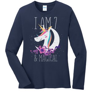 7 Years Old Unicorn Ladies Long Sleeve Shirt