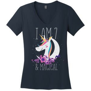 7 Years Old Unicorn Women's V-Neck T-Shirt