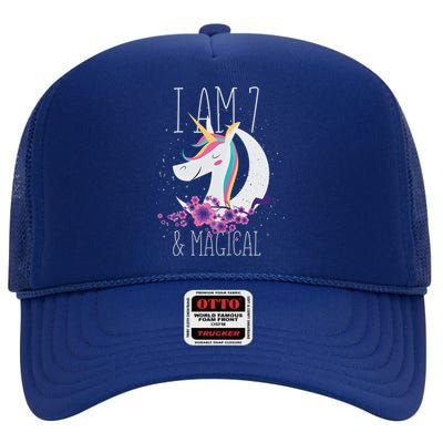 7 Years Old Unicorn High Crown Mesh Back Trucker Hat