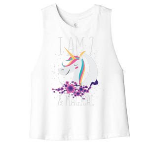 7 Years Old Unicorn Women's Racerback Cropped Tank