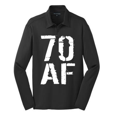 70 AF 70th Birthday Silk Touch Performance Long Sleeve Polo