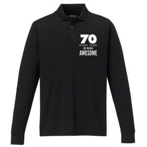 70 Whole Years Of Being Awesome Birthday Performance Long Sleeve Polo