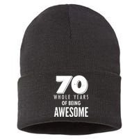 70 Whole Years Of Being Awesome Birthday Sustainable Knit Beanie