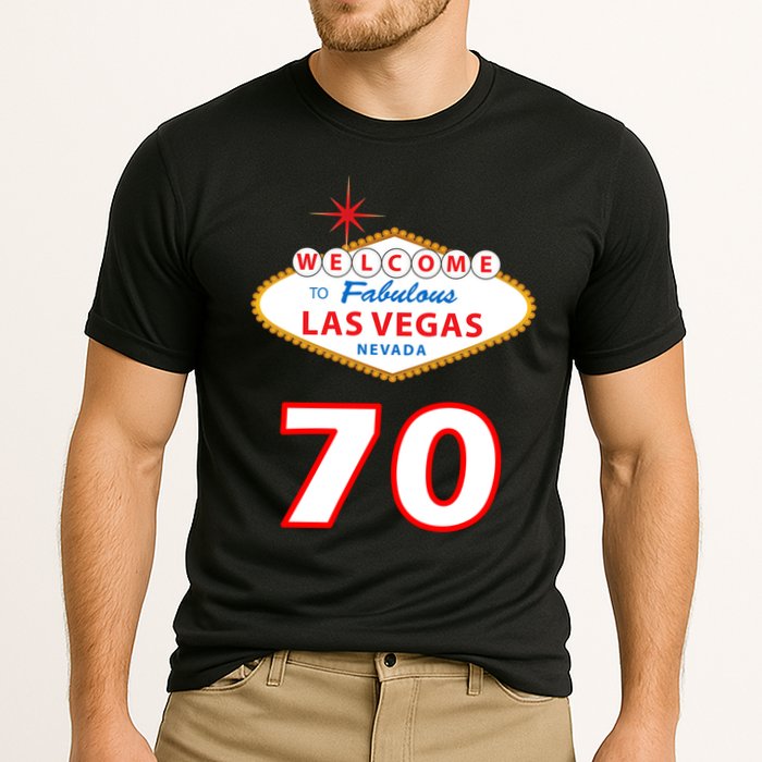 70 Years Old In Vegas 70th Birthday Cooling Performance Crew T-Shirt