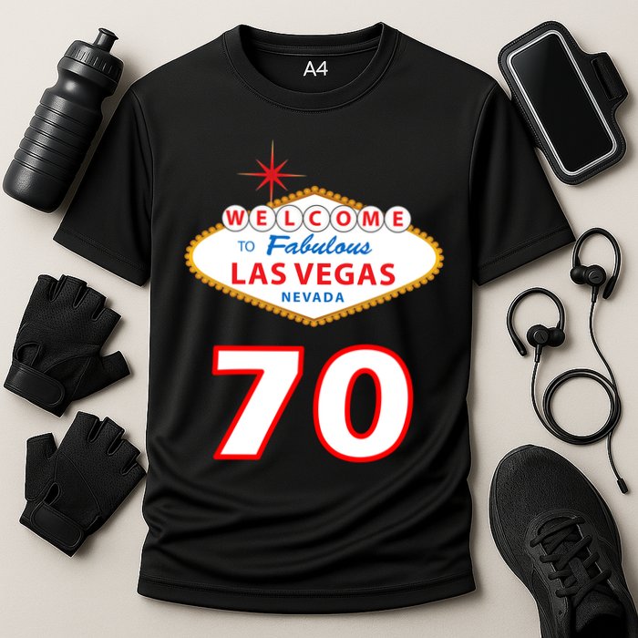 70 Years Old In Vegas 70th Birthday Cooling Performance Crew T-Shirt