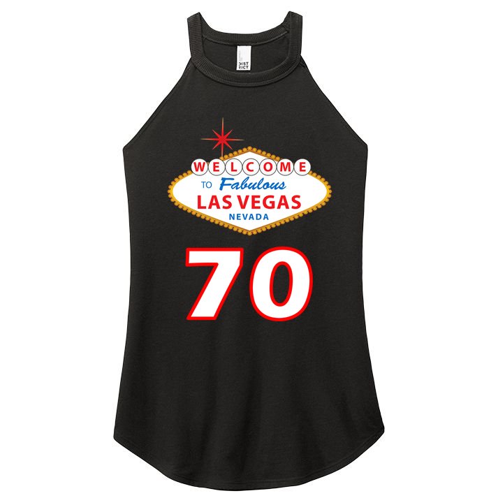 70 Years Old In Vegas 70th Birthday Women's Perfect Tri Rocker Tank