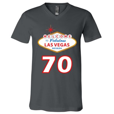 70 Years Old In Vegas 70th Birthday V-Neck T-Shirt