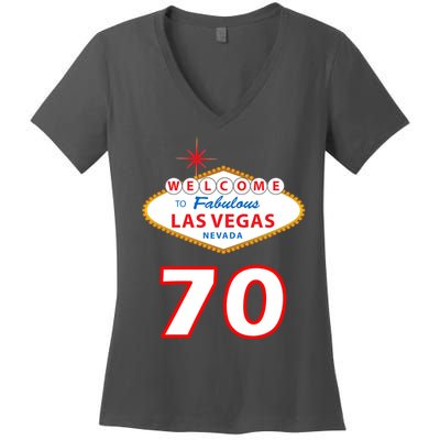 70 Years Old In Vegas 70th Birthday Women's V-Neck T-Shirt