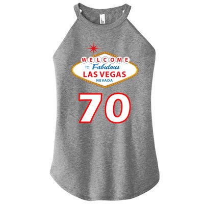 70 Years Old In Vegas 70th Birthday Women’s Perfect Tri Rocker Tank