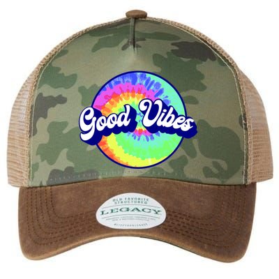 70s Retro Groovy Hippie Good Vibes Legacy Tie Dye Trucker Hat