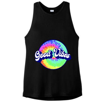 70s Retro Groovy Hippie Good Vibes Ladies PosiCharge Tri-Blend Wicking Tank