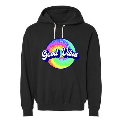 70s Retro Groovy Hippie Good Vibes Garment-Dyed Fleece Hoodie