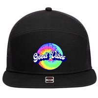 70s Retro Groovy Hippie Good Vibes 7 Panel Mesh Trucker Snapback Hat