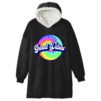 70s Retro Groovy Hippie Good Vibes Hooded Wearable Blanket