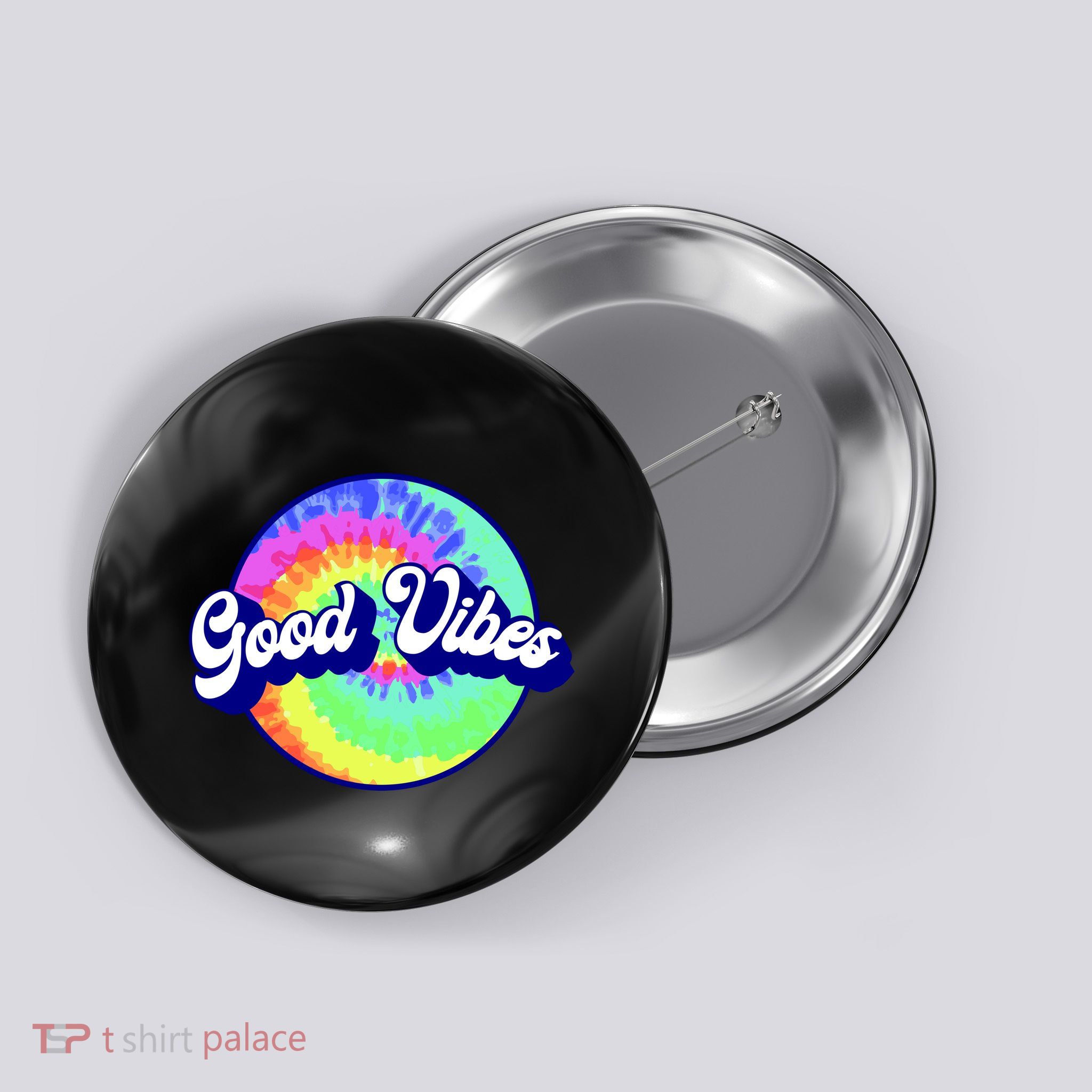 70s Retro Groovy Hippie Good Vibes Button
