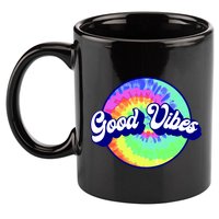 70s Retro Groovy Hippie Good Vibes 11oz C Handle Ceramic Mug