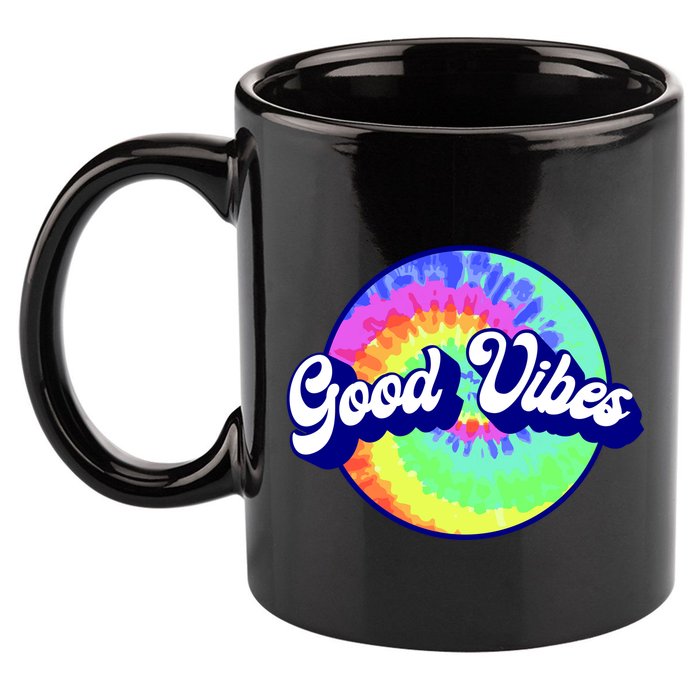 70s Retro Groovy Hippie Good Vibes 11oz C Handle Ceramic Mug