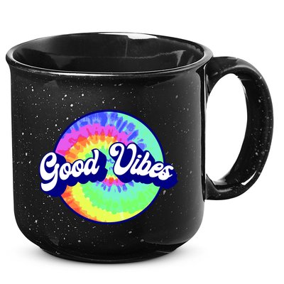 70s Retro Groovy Hippie Good Vibes 15oz Campfire Ceramic Mug