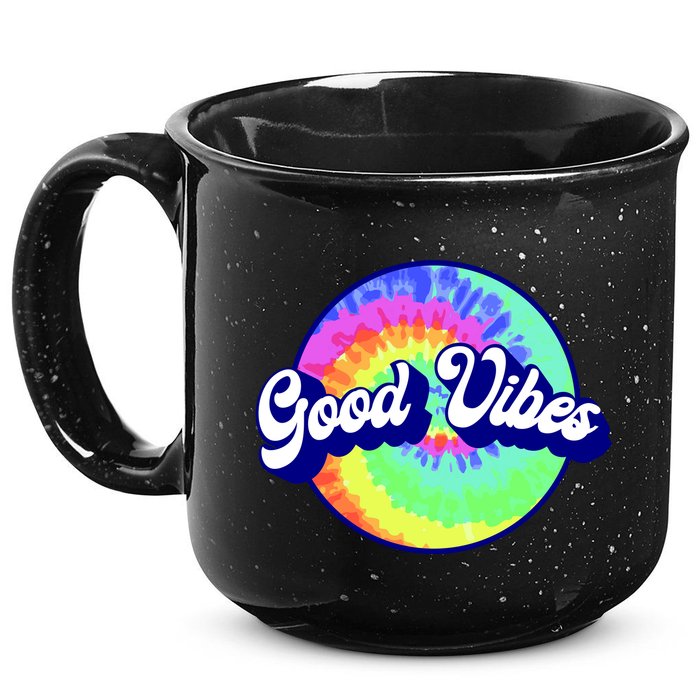 70s Retro Groovy Hippie Good Vibes 15oz Campfire Ceramic Mug